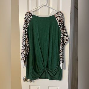 Shein green and cheetah tunic